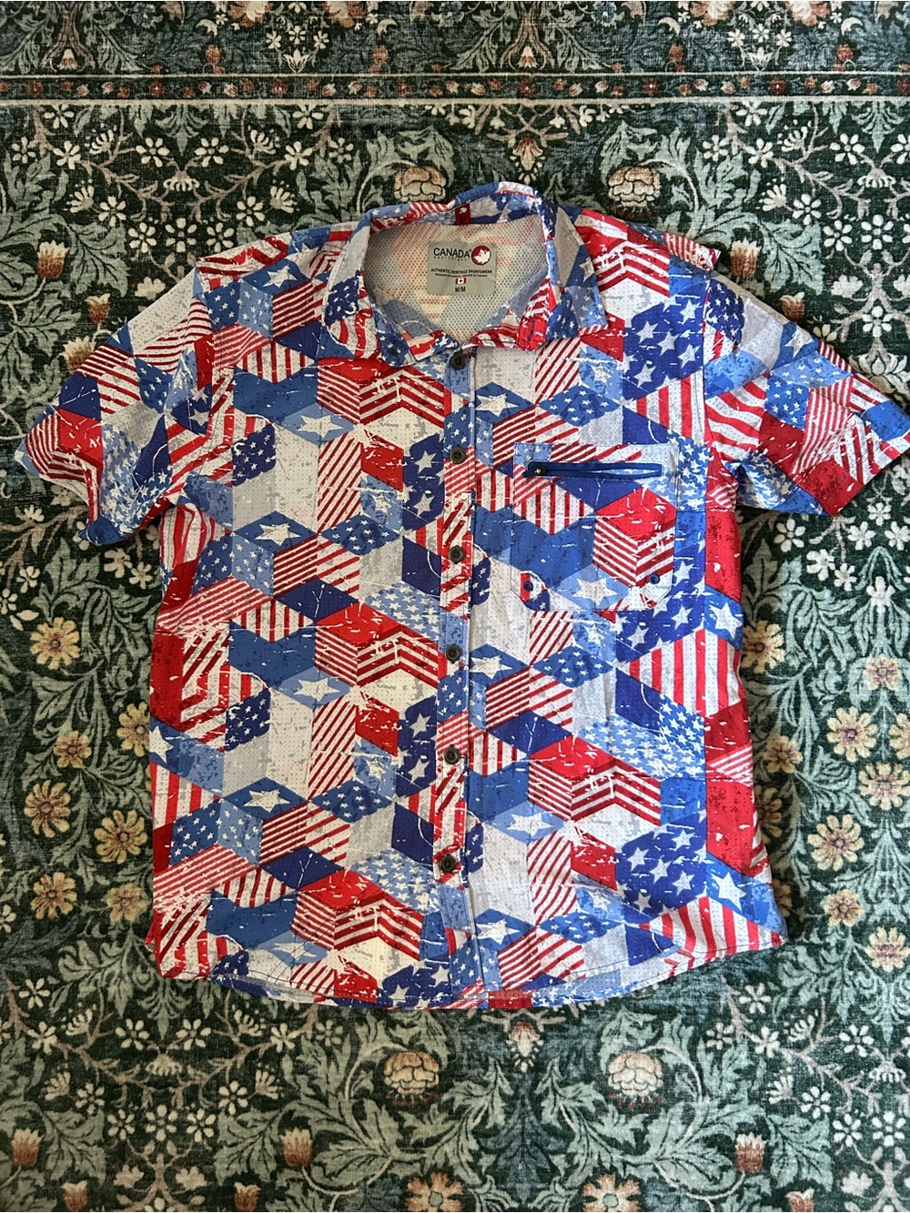 Canada Weather Gear American Flag Mesh Lined Polo